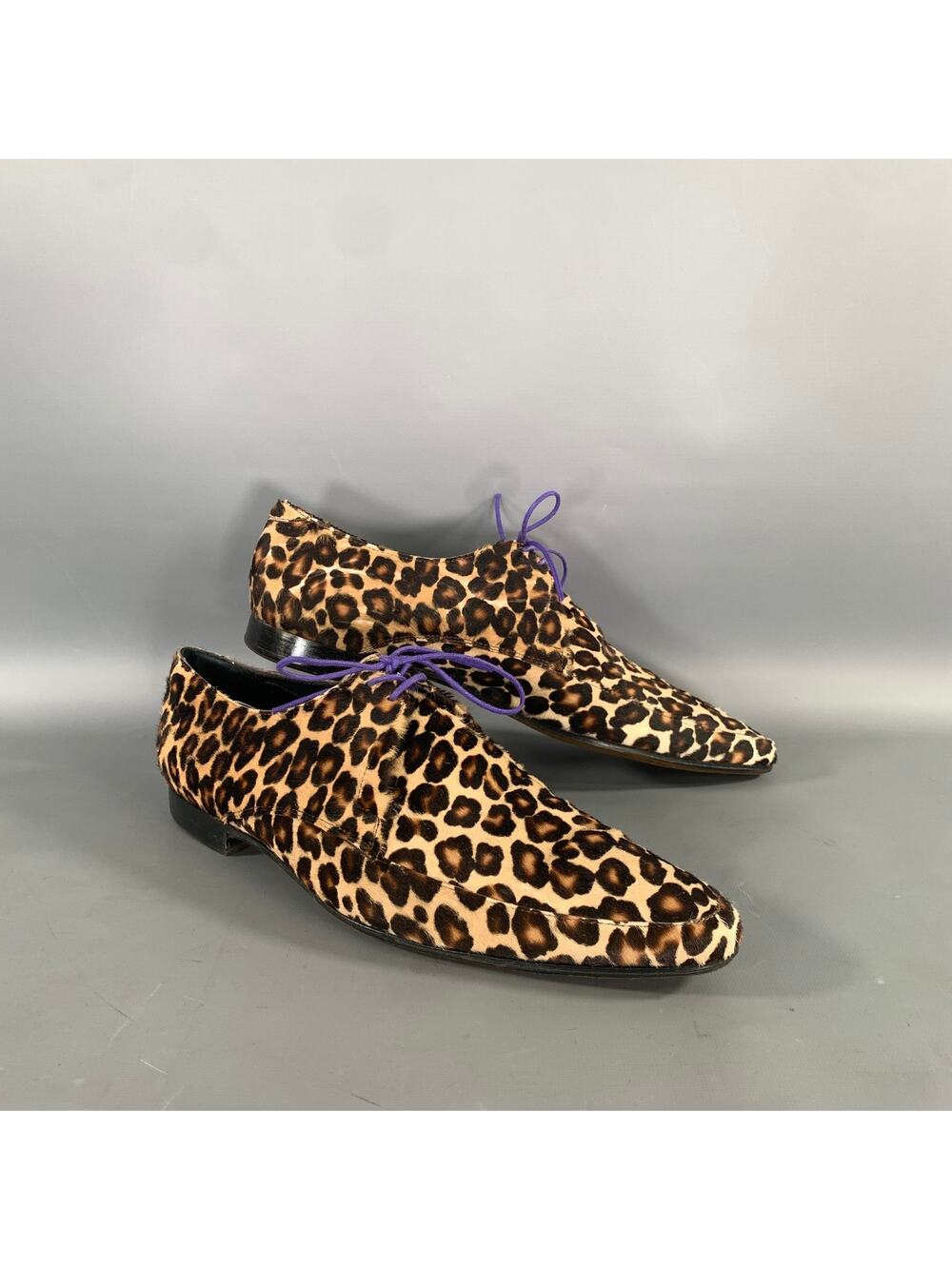 BURBERRY PRORSUM Size 11 Brown Camel Animal Print Calf skin Lace Up Shoes